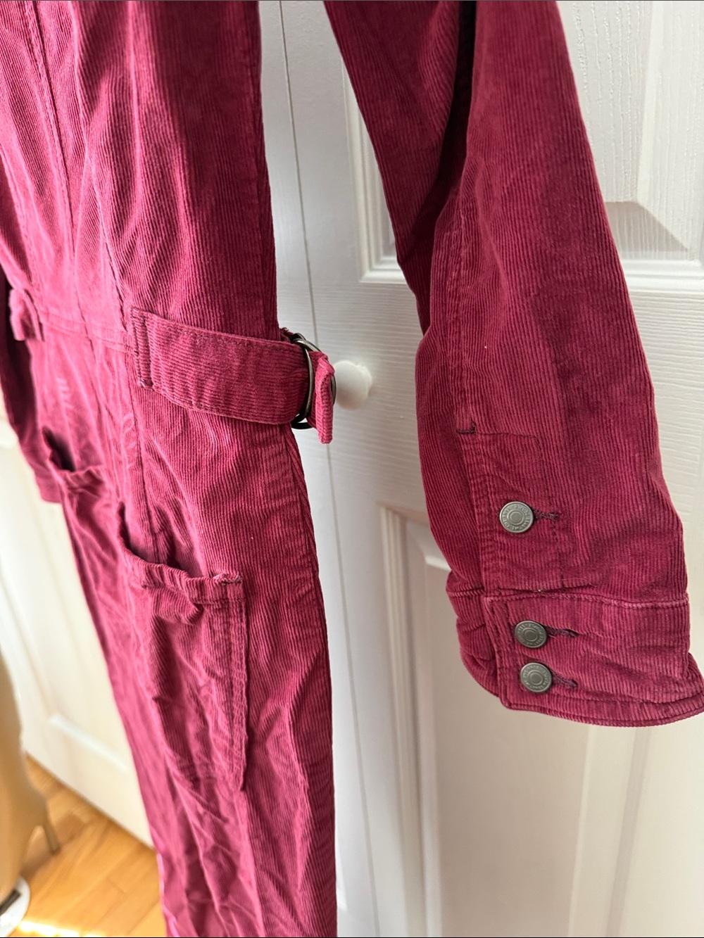 Free People Corduroy Zip-Front Jumpsuit in Burgundy - Picture 9 of 13